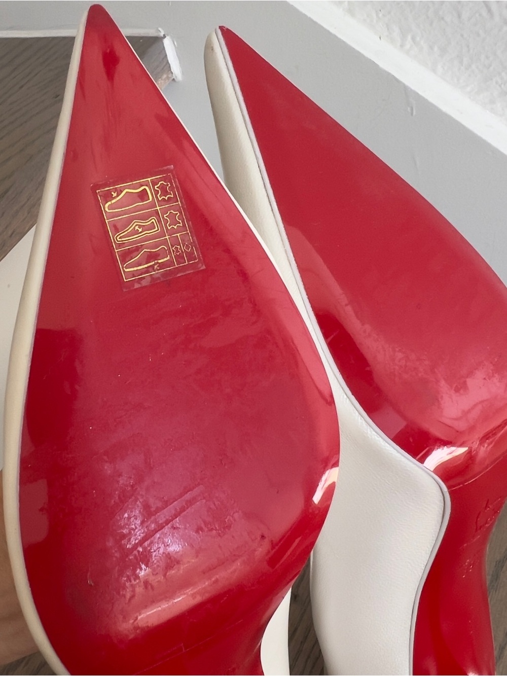80mm Miss Z Nappa Leather Red Sole Pointed-Toe Pumps Heels in Bianco White - Picture 8 of 11